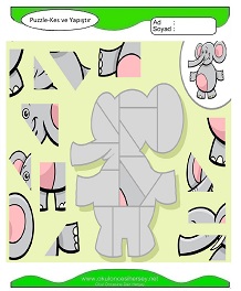 Puzzle Kes Yapıştır Çalışma Sayfaları